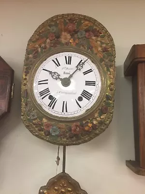 Antique French Morbier Clock Wag On Wall Circa 1870s To 1880s ! Not Running! • $1100