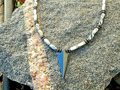 Silver Magnetic Therapy Hematite Black ARROW NECKLACE Power Magnetic Clasp • $48.99