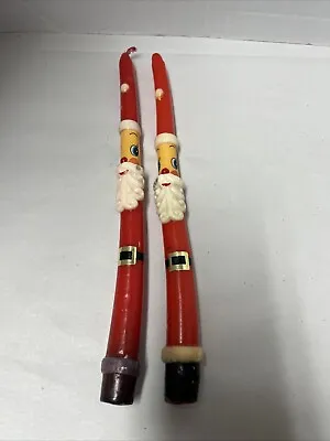 Vintage Santa Claus Christmas Taper Wax Candles Set Of 2 10  NEVER LIT!  • $12