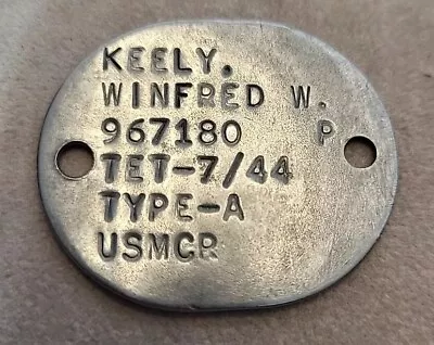 World War II U.S. Marine Corps Dog Tag - Kelly Winfred W P. Type-A • $65