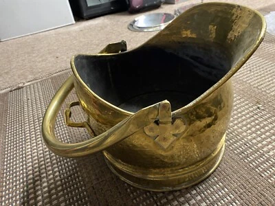 £9.99 • Buy Quality Vintage Brass Coal Scuttle / Bucket & Fork Pronger