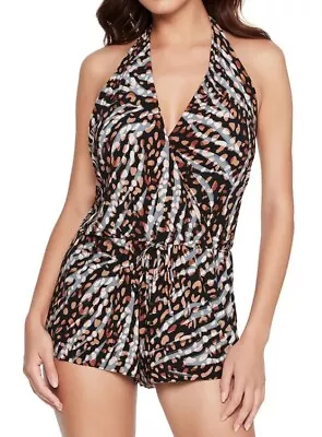 Magicsuit BLACK/MULTI Bianca Romper Soft Cup One Piece Swimsuit US 8 • $59.55