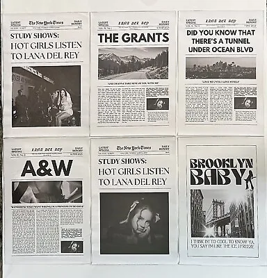 Set Of 6 Lana Del Rey Newspaper Articles Music 8.75x12.5 Canvas Wall Art Posters • $8.99