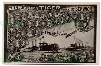 £135 • Buy Warner Gothard Postcard Hms Tiger Crew Cut In Two By Hms Berwick Real Photo 1908