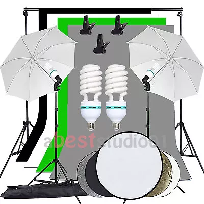 Photography Studio Backdrop Soft Umbrella Lighting Kit +Background Support Stand • £116.99