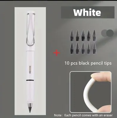 White Infinite Classic Style Ultimate Eternity Magic Pencil Inkless Pen 10 Nibs • £5.99