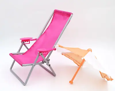 Journey Girls  Folding Beach Chair & Sun Umbrella Fits 18'' Doll American Girl • $17.08