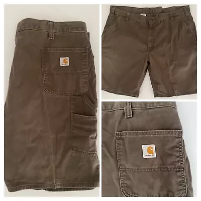 Carhartt Carpenter Shorts Mens 46 Brown Relaxed Fit Canvas Work • $21