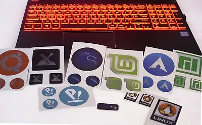 Linux Stickers Emblems Badge Logo Linux Decal Distro Mirrored Finish 3 Pack • $3.99