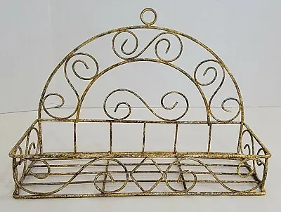 Metal Wall Plant Storage Wall Hanger Basket Shelf Scroll Made To Look Rusty • $28.95