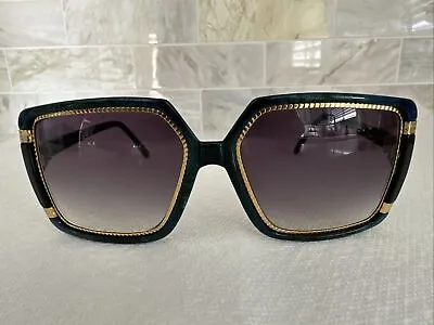 Ted Lapidus Paris 80’s Sunglasses Model 1508 Green And Black Gold Abstract • $175