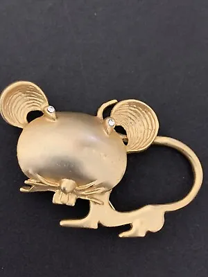 $0.99 • Buy Vintage Oversized Head Mouse Brooch With Crystal Rhinestone Eyes 18.11g