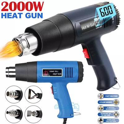 2000W LCD Heat Gun Hot Air Wind Blower Dual Temperature + 4 Nozzles Power Heater • $16.79