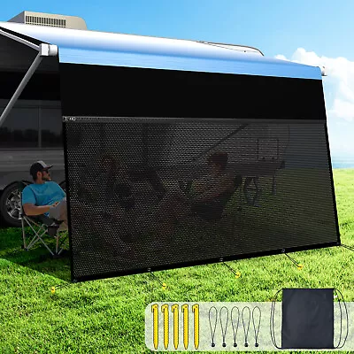 90% RV Awning Sun Shade Privacy Screen UV Blocker 11'-21'FT For Camper W/Zipper • $79.29