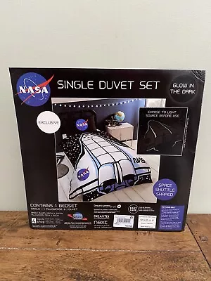 £29.99 • Buy NEXT NASA Duvet Cover Set SINGLE Space Rocket Shuttle Glow In Dark Boys - BNIP