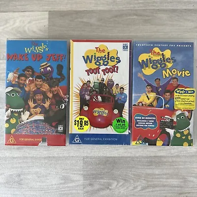 The Wiggles VHS X 3 Tapes Wake Up Jeff - Toot Toot - Wiggles Movie • $15