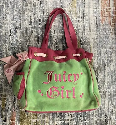 $150 • Buy RARE Juicy Couture Vintage Daydreamer Bag Pink And Green