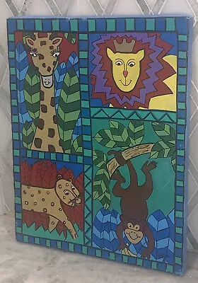 VTG 02 Contemporary Joy Cerase Monkey Lion Cheetah Giraffe 11”x14”Mosaic Acrylic • $89.99