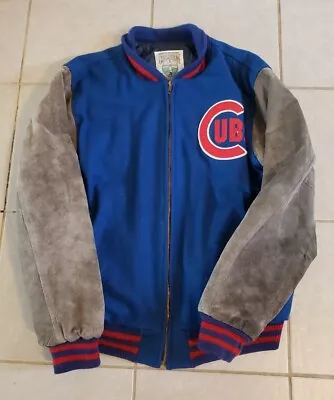 RARE Mitchell & Ness CHICAGO CUBS Baseball Jacket WOOL SUEDE LEATHER 42 Read • $79.99