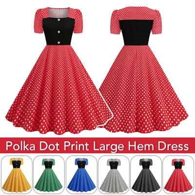 £18 • Buy Womens Vintage 50s 60s Retro Rockabilly Dots Evening Party Swing A-Line Dress