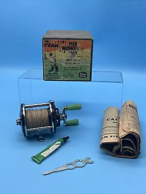 Vtg Penn Peer Monofil 109 Fishing Reel & Box  W/No.22 Catalog Wrench Lube • $59.99