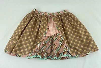 Matilda Jane Pecan Sandy Skirt Happy & Free Ruffle Layered Brown Check Girls 8 • $15.95