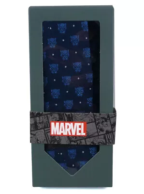 Black Panther Men's Tie 100% Silk Marvel Comics Disney Blue New In Box • $49.95