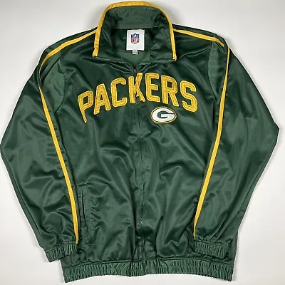 NFL Green Bay Packers Zip Up Polyester Warm Up Track Jacket Size Large • $28