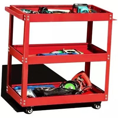 Tool Cart On Wheels 3 Tier Rolling Mechanic Tool Cart Heavy Duty Bright Red • $113.40
