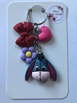 Winnie The Pooh Themed Eeyore (head) Keyring Keychain With Decorative Charms • £5