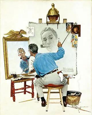 Norman Rockwell Triple Self-Portrait Art Painting Print • $14.99