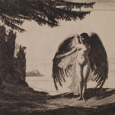 Heinrich Reifferscheid Winged Women's Nude Symbolism Signed Etching • $95.73