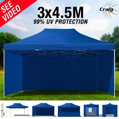 $298.95 • Buy PVC 99% UV 3x4.5m Gazebo Outdoor Canopy Pop Up Tent Folding Marquee Party Blue