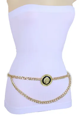 Women Gold Metal Chain Lion Charm Medallion Bling Belt Plus Size XS S M L XL XXL • $23.99