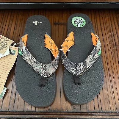 Sanuk Rare Flip Flops Sandal Women’s Yoga Mat Mossy Oak Camo Squishy Sz 6 New • $35