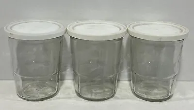 3 Vintage BALL Jelly Jam Freezer Jars With White Plastic Snap-On Lids • $12