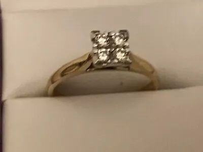 9 Ct Yellow Gold Diamond Ring. Size “O” Princess Cut. • $200