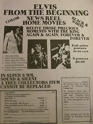 Elvis Presley Newsreel Home Movies Full Page Vintage Promotional Print Ad • $1.99