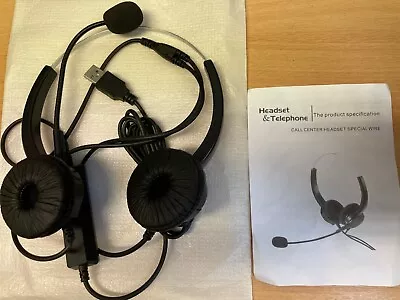£9.99 • Buy Headset Telephone USB Call Centre Headset Special Flex Wire Microphone Mute +/-