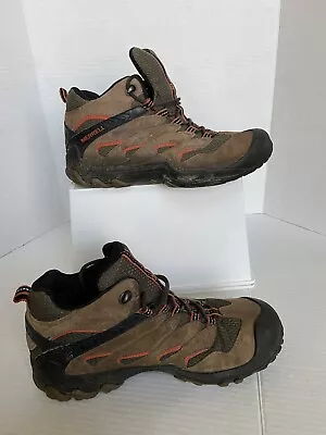 Merrell Chameleon 7 Limit Brown Suede Travel Hiking Shoes Mens Orange Sz US 10.5 • $48