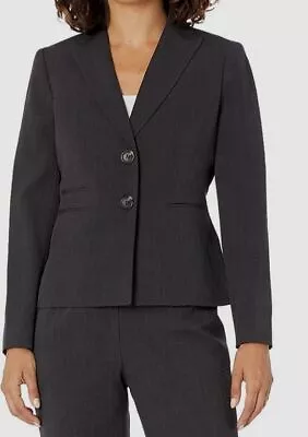 $120 Le Suit Women's Gray 2 Button Triple Pinstripe Blazer Jacket Size 12 • $38.78