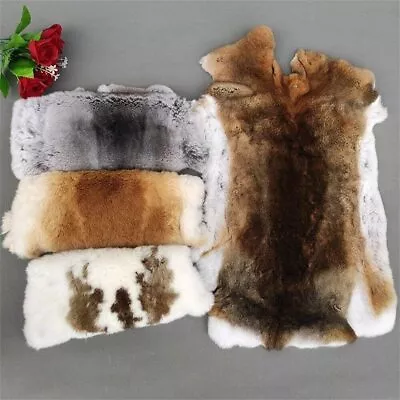 10x Real Natural Rabbit Skin Fur Pelt Tanned Leather Hide DIY Craft Random Color • £43.69