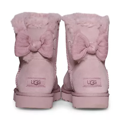 Ugg Mini Bailey Ribbed Bow Lavender Suede Classic Women's Boots Size Us 9 New • $139.99