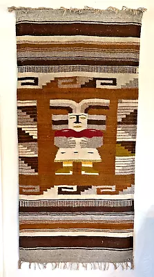 Mexican Aztec Zapotec Hand Woven Wool Rug Horse Blanket 60  X 28  • $65