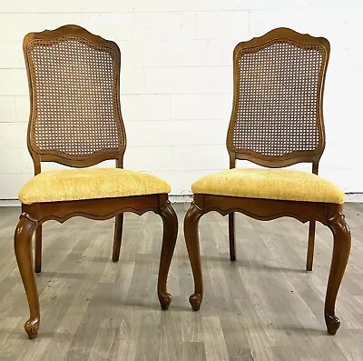 Vintage Lenoir Chair Co Louis XV Style Carved And Cane Dining Chairs - Pair • $479.20