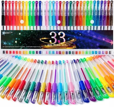 Gel Pens 33 Color Gel Pen Fine Point Colored Pen Set W 40% More Ink For Adult • $12.49