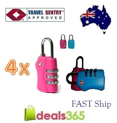 $19.07 • Buy 4 X 3 Digit TSA Approved Combination Locks Travel Luggage Padlock Suitcase