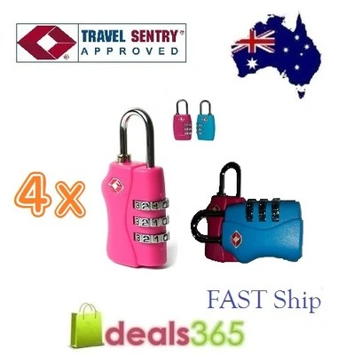 $19.07 • Buy 4 X 3 Digit TSA Approved Combination Locks Travel Luggage Padlock Suitcase