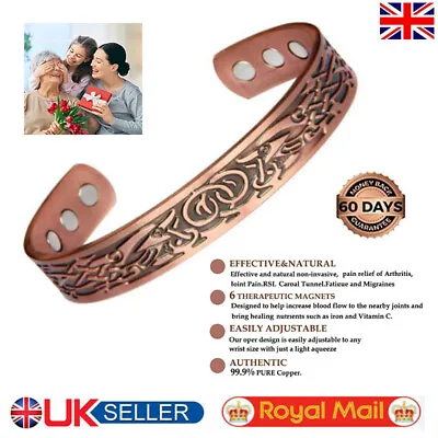 £7.69 • Buy NEW Viking Pattern Pure Copper Magnetic Bracelet 6.8 Inch With 6 Powerful Magnet