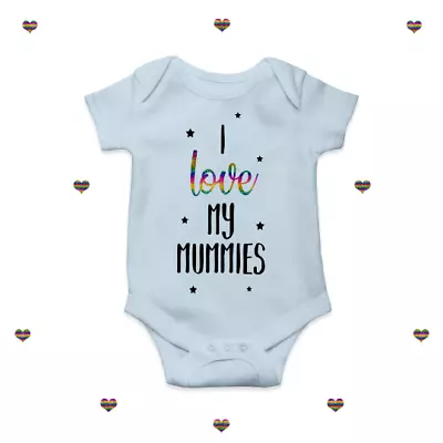 Mummy LGBT Baby Bodysuit Pride Rainbow Newborn Gifts Two Mums • £8.90